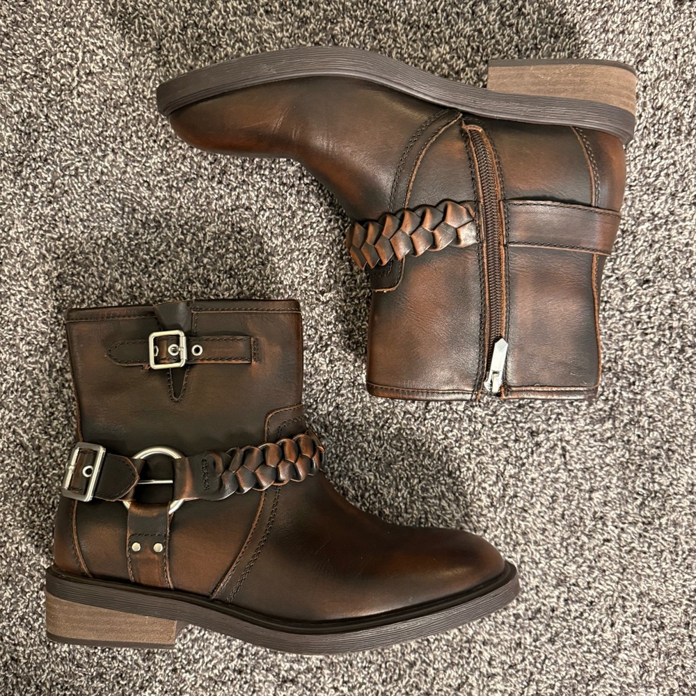 Crown Vintage Willa Moto Bootie Dark Brown Leather size 8.5 - Picture 2 of 8